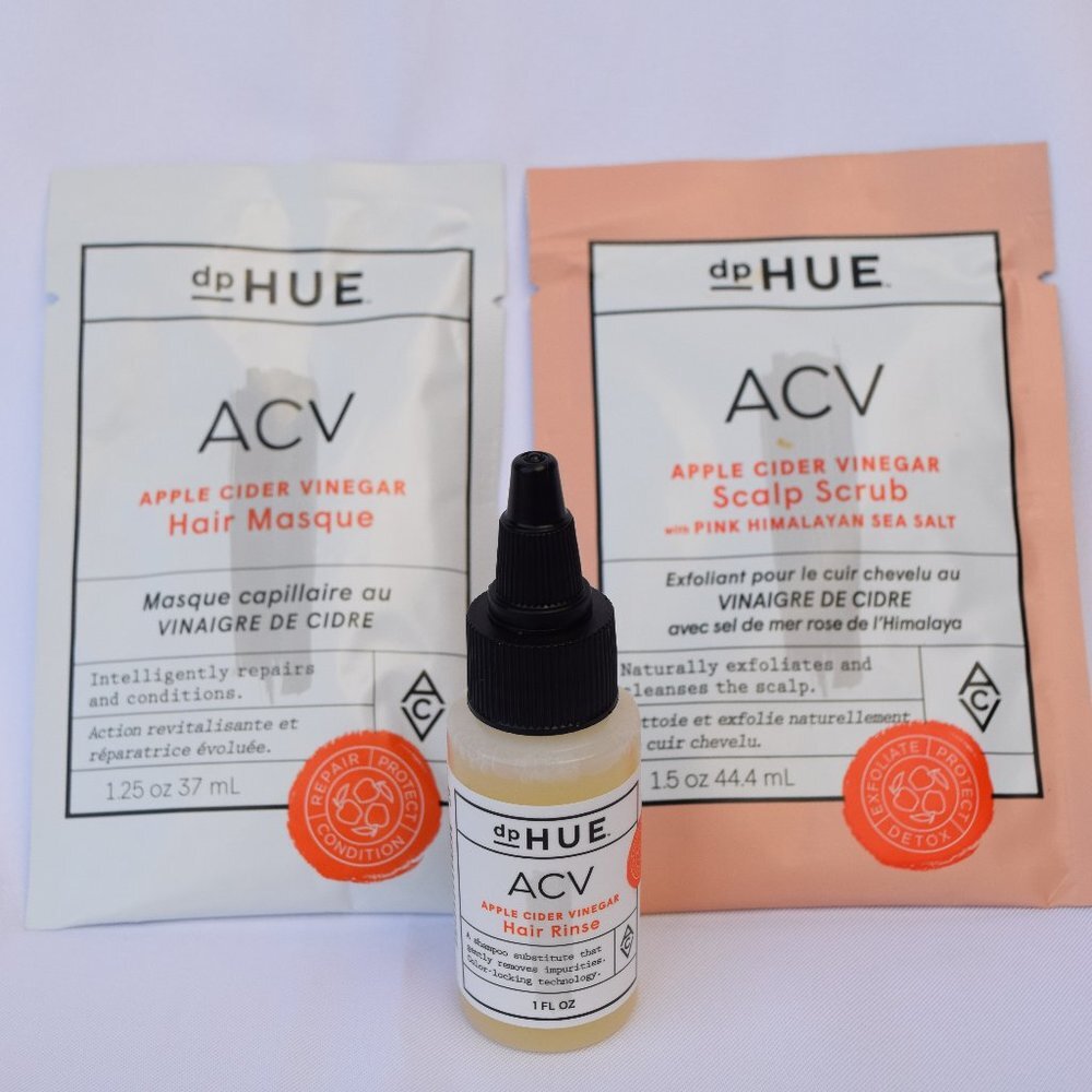 dpHUE ACV Apple Cider Vinegar Hair Set-Scalp Scrub,Hair Masque & Rinse,3pc-NEW